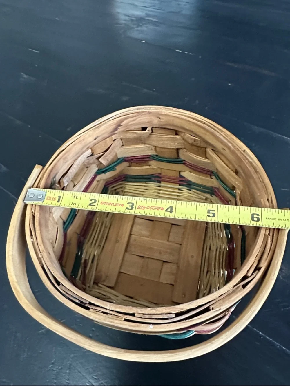 Handwoven Rustic Apple Accent Basket in Natural, Red & Green
